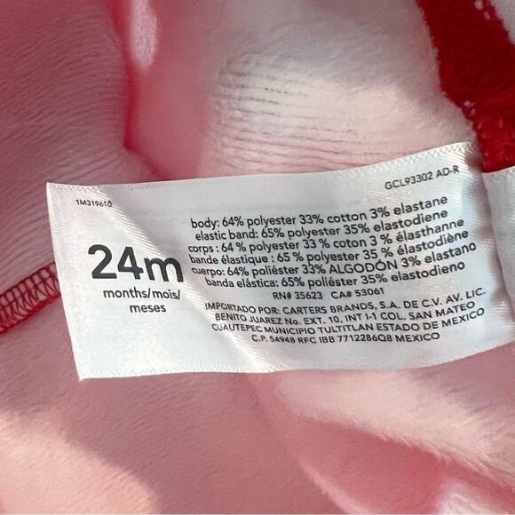 Carter’s Red Heart Print Fleece Lined Leggings Size 24M - Picture 3 of 7